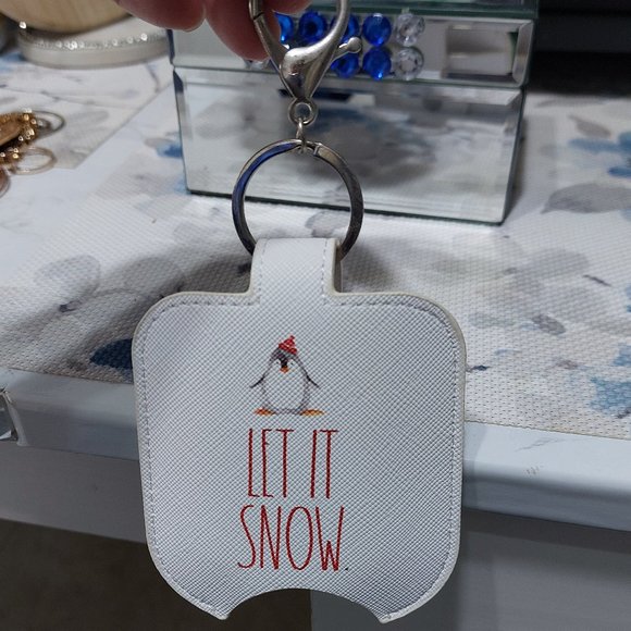Rae Dunn Let It Snow Holiday Hand Sanitizer Case Keychain Super Cute - Picture 2 of 4